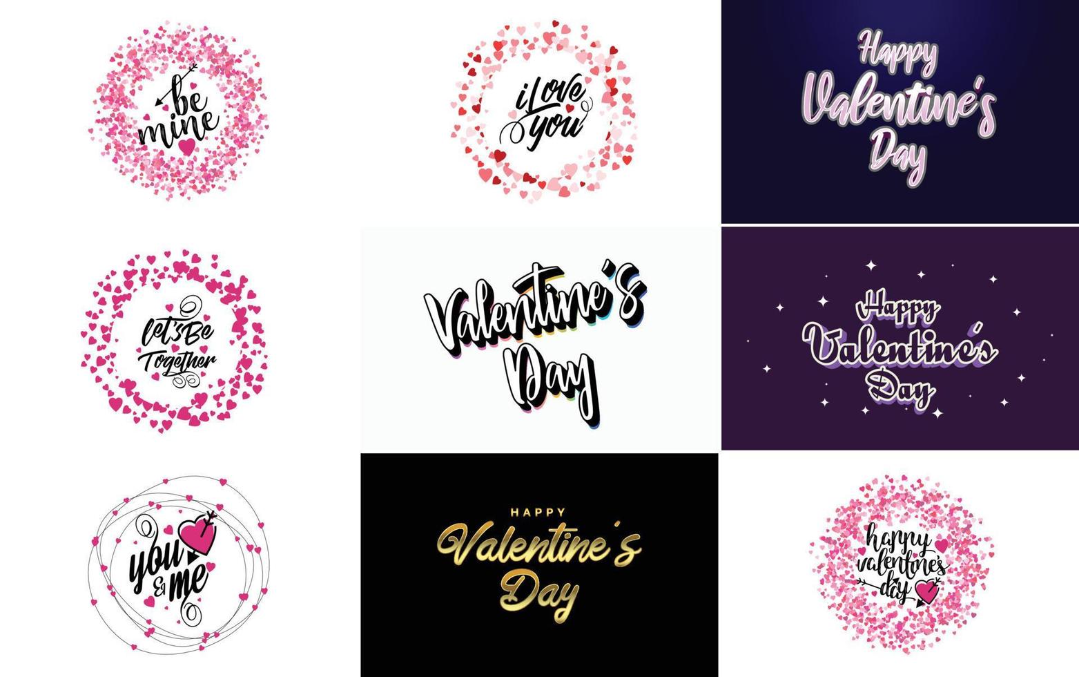 Happy Valentine's Day typography poster with handwritten calligraphy text. isolated on white background vector illustration