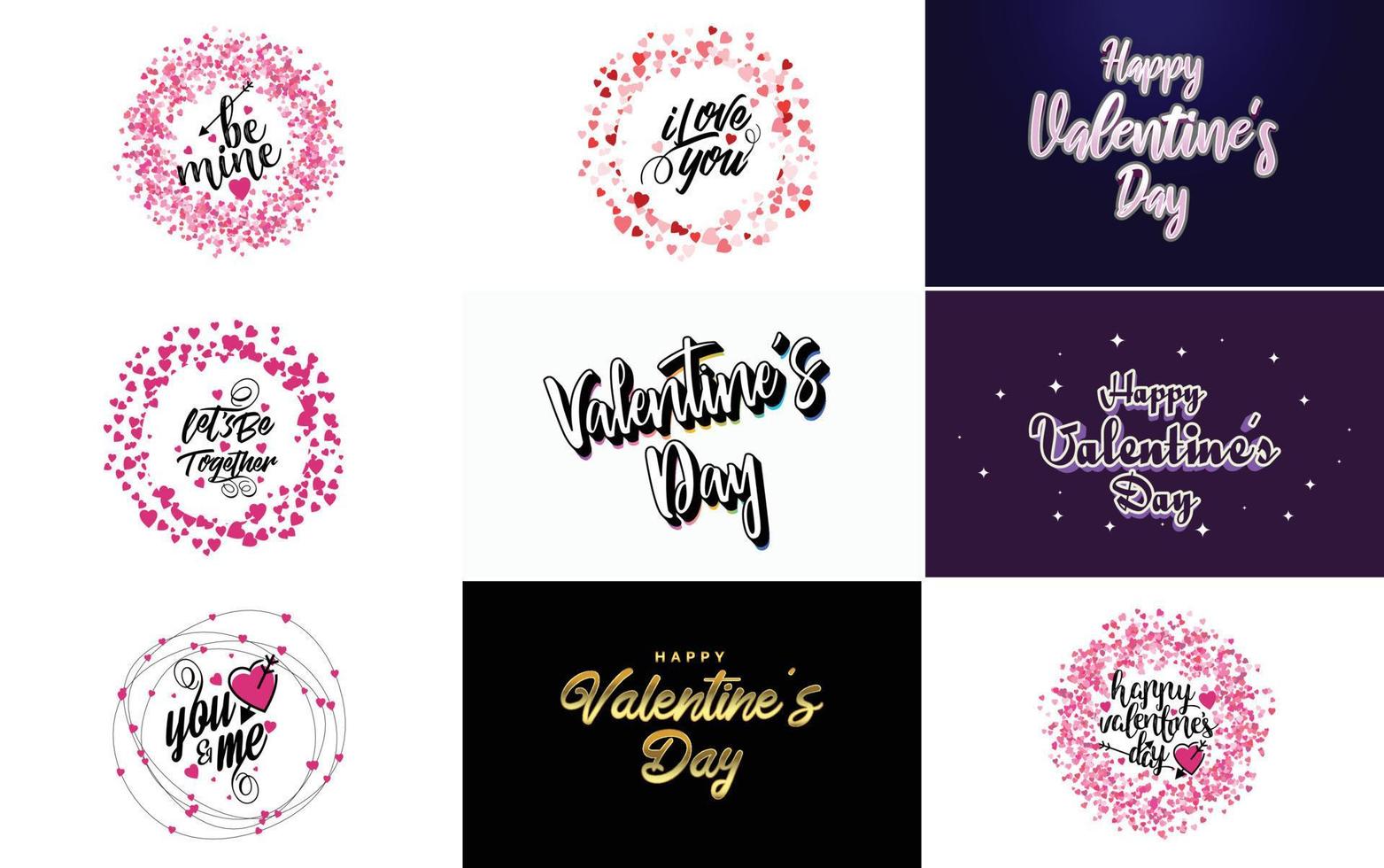 Happy Valentine's Day typography poster with handwritten calligraphy text. isolated on white background vector illustration