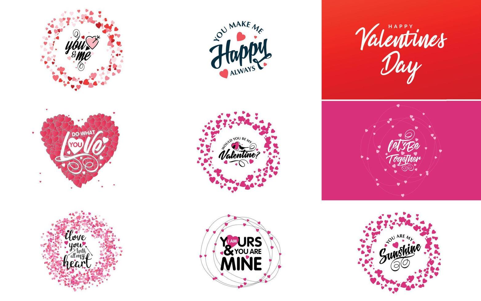 Happy Valentine's Day greeting card template with a romantic theme and a red color scheme vector