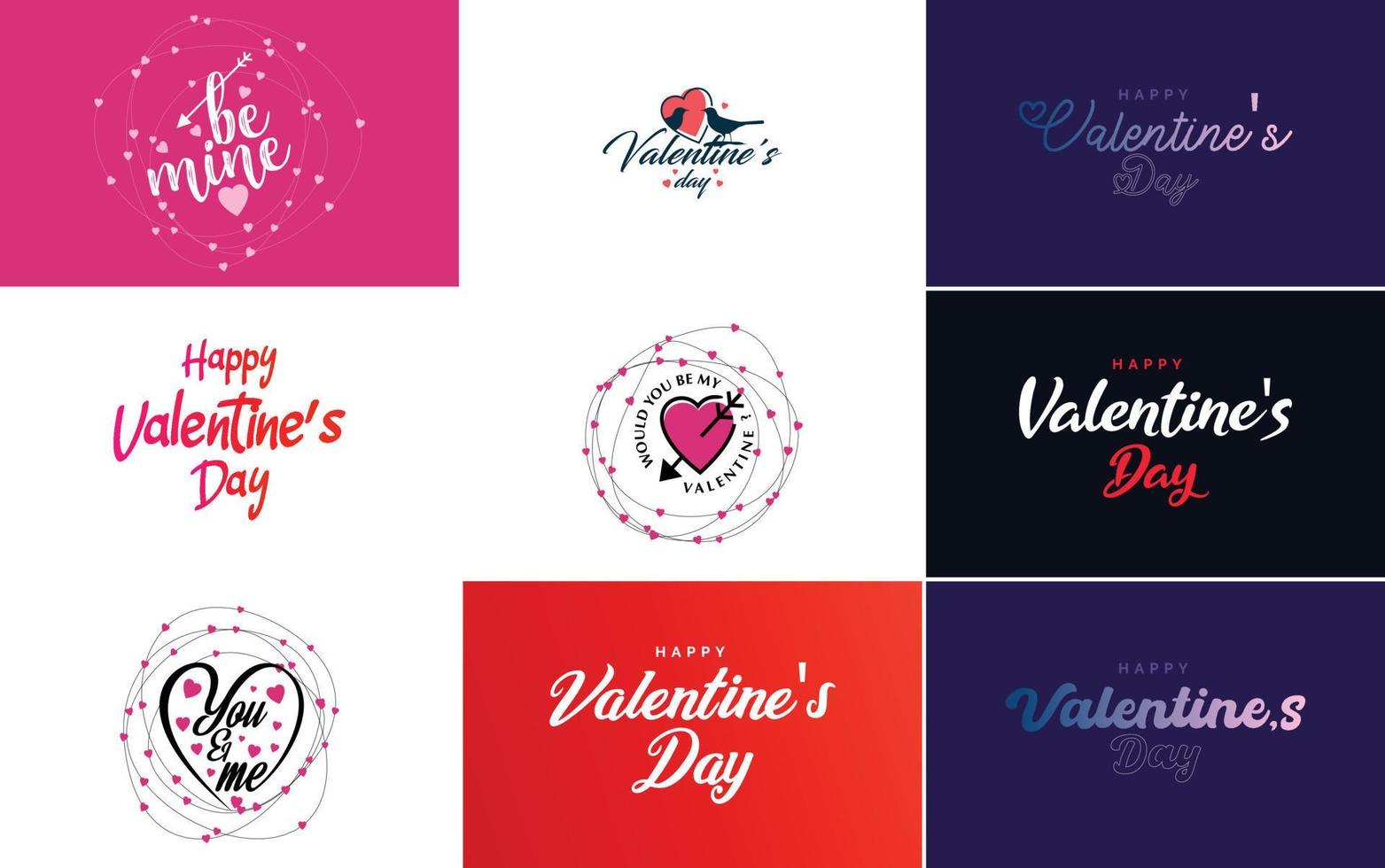 Happy Valentine's Day typography poster with handwritten calligraphy text. isolated on white background vector illustration