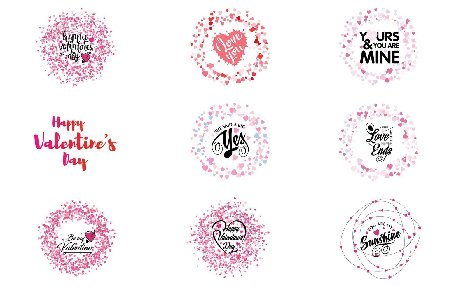 Love word art design with a heart-shaped background and a sparkling effect vector