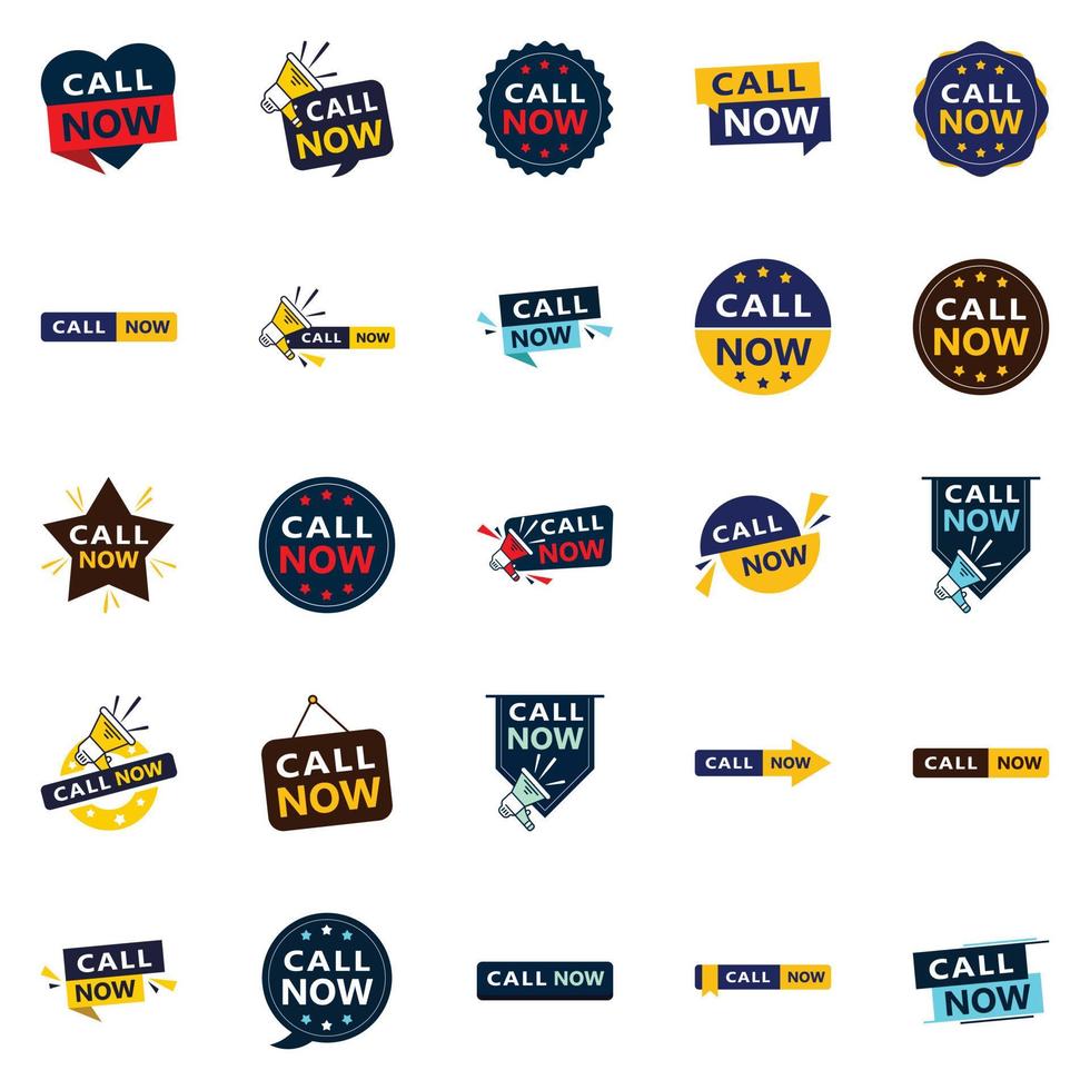 Call Now 25 Unique Typographic Designs to stand out and drive phone calls vector