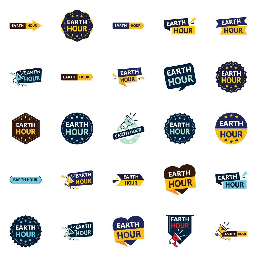 25 Editable Vector Designs in the Earth Hour Bundle Perfect for Personalized Environmental Campaigns