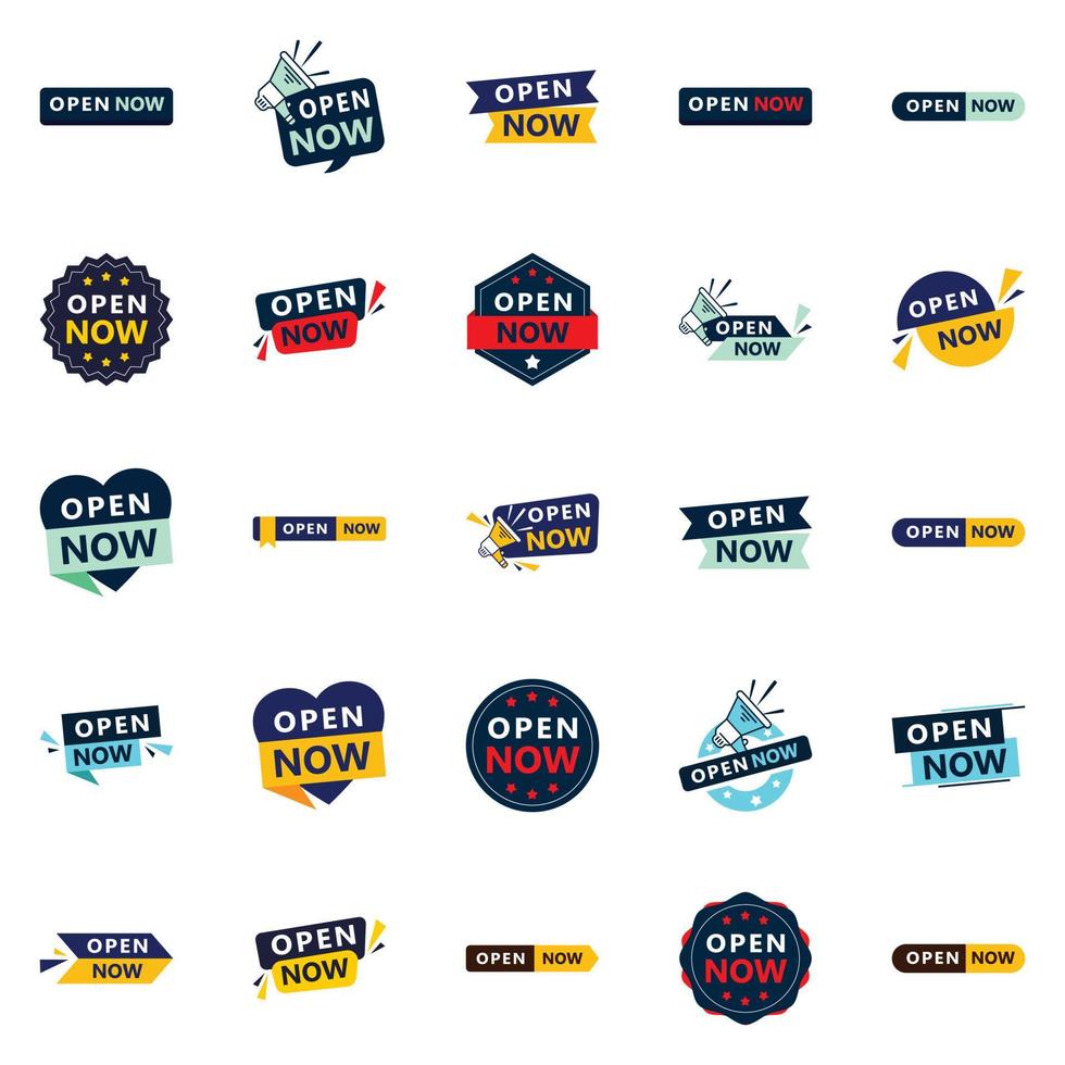 Open now collection 25 different designs for different needs vector