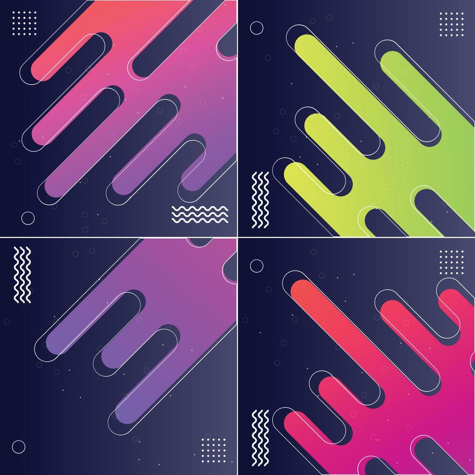 Pack of 4 Modish Style Abstractions in Color Vector Illustrations