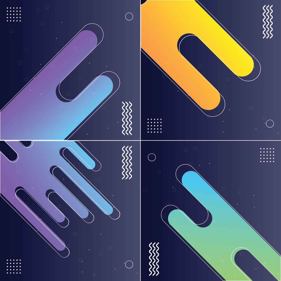 Pack of 4 Minimalistic Geometric Backgrounds with Dynamic Shapes vector