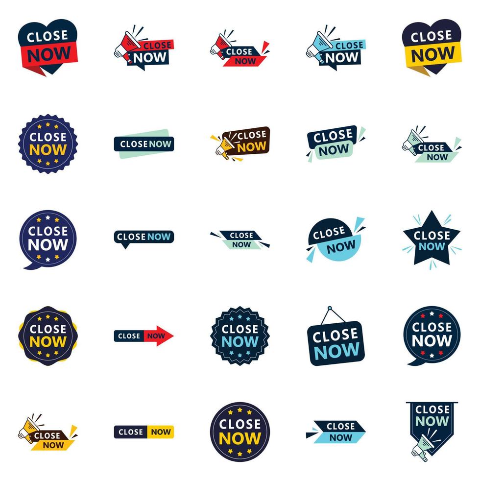 Hurry and Close Text Banners Pack of 25 vector