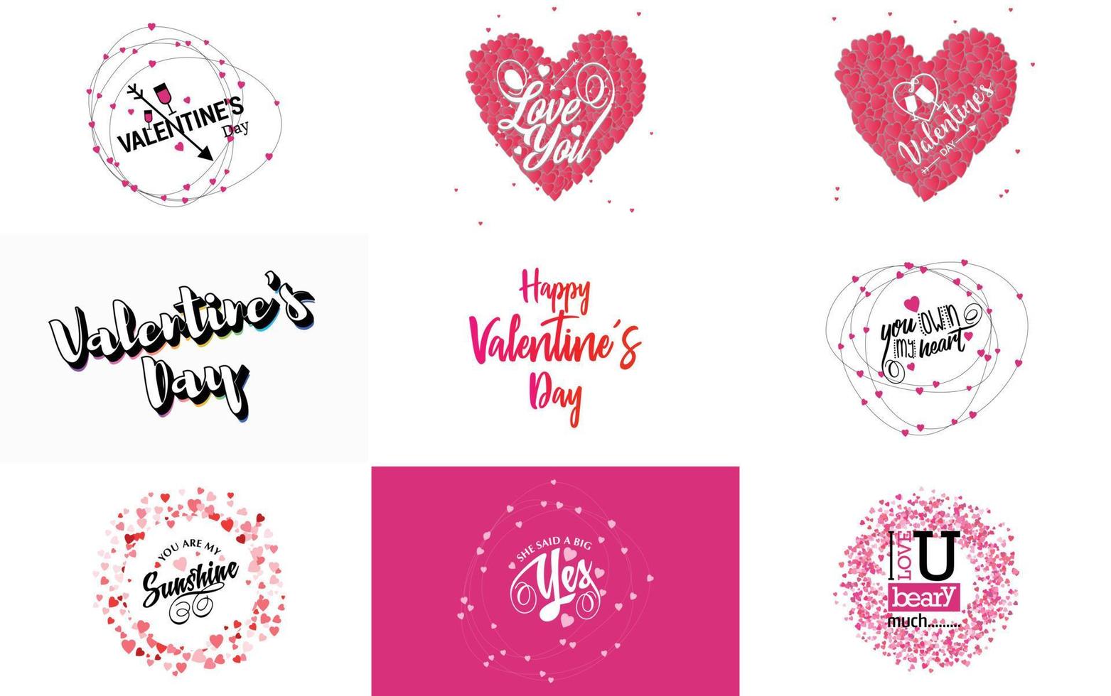 Happy Valentine's Day typography poster with handwritten calligraphy text. isolated on white background vector