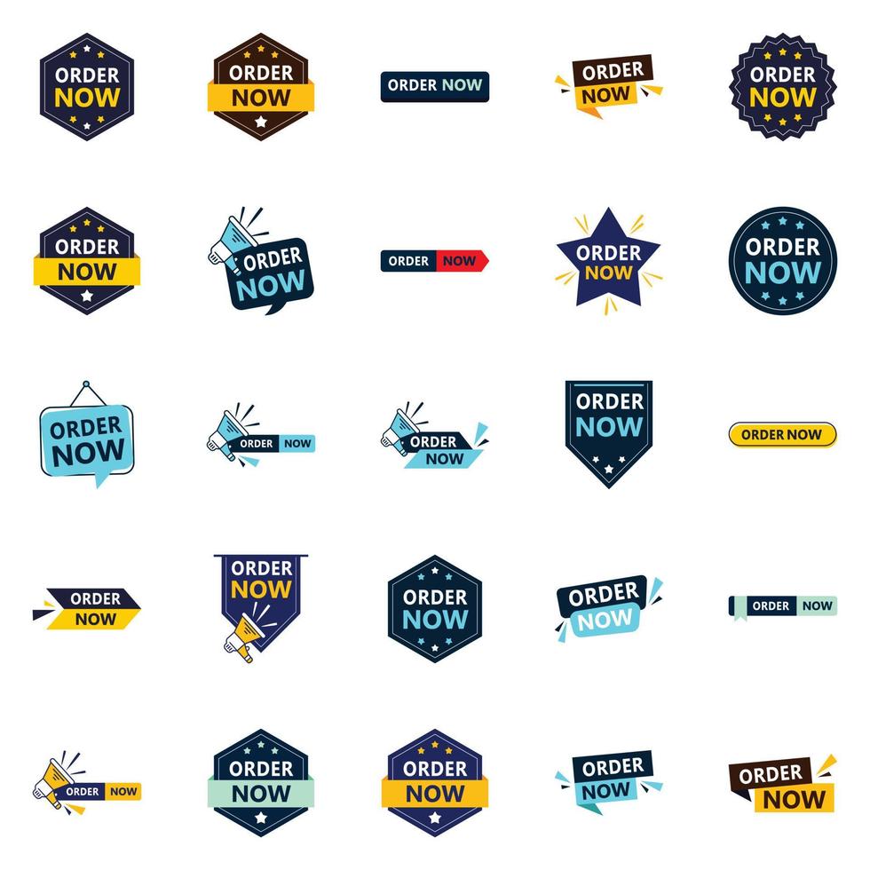 Promote Your Products or Services in Style with Our Pack of 25 Order Now Banners vector