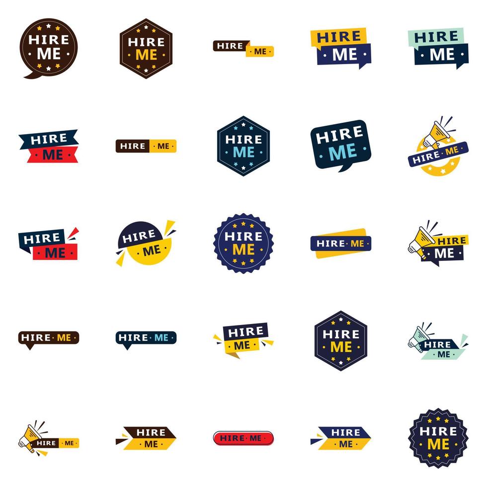 Make a Great First Impression with Our Pack of 25 Hire Me Banners vector