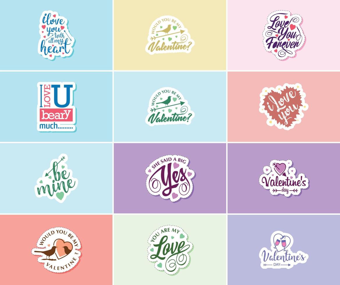 Saying I Love You with Beautiful Valentine's Day Design Stickers vector