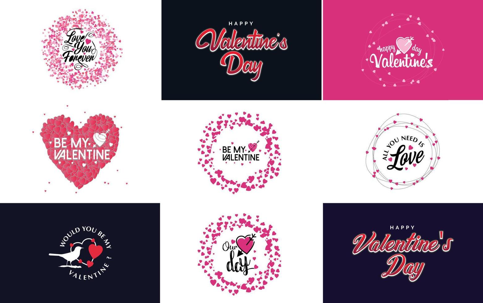Happy Valentine's Day typography poster with handwritten calligraphy text. isolated on white background vector illustration
