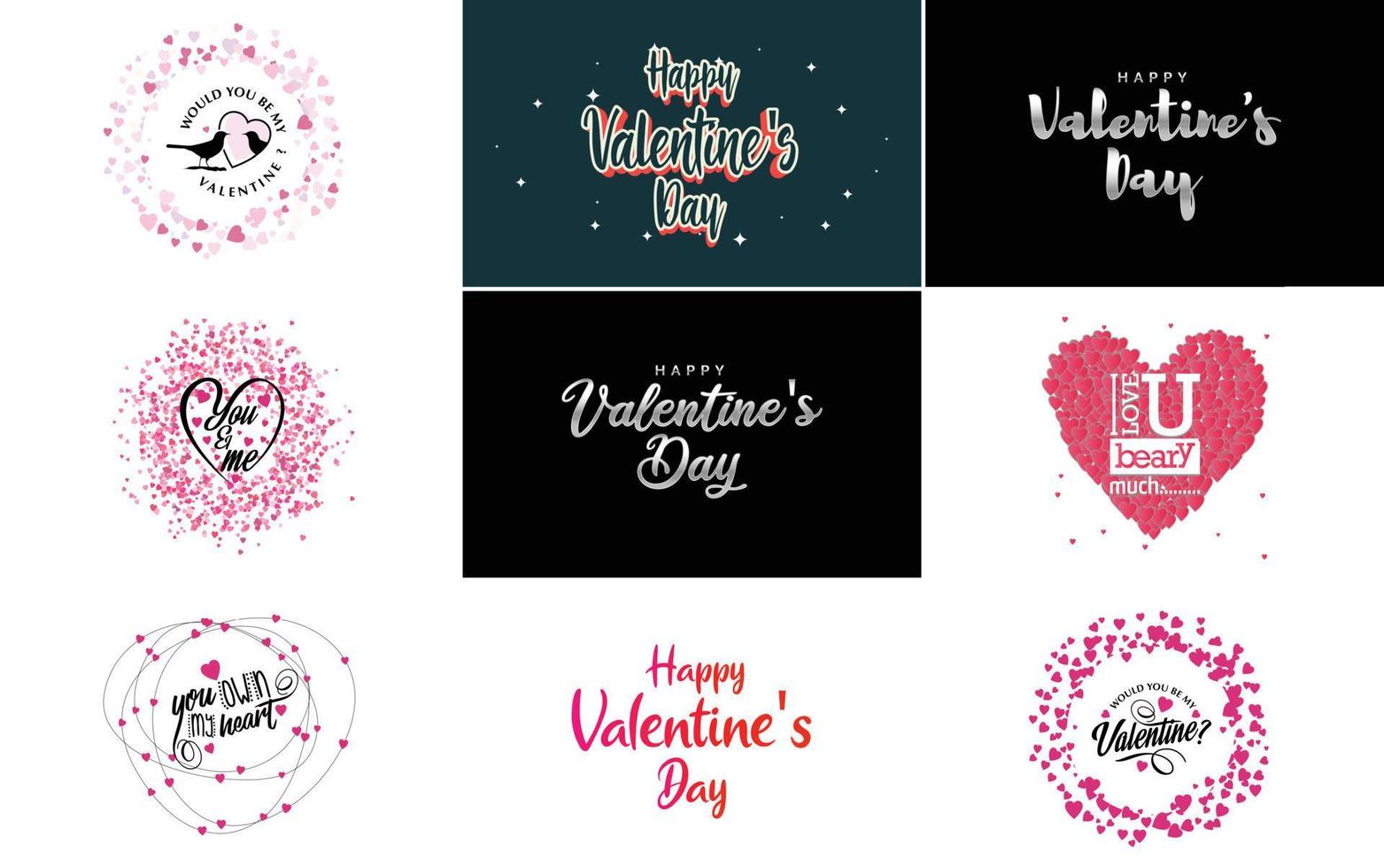 Happy Valentine's Day typography poster with handwritten calligraphy text. isolated on white background vector illustration