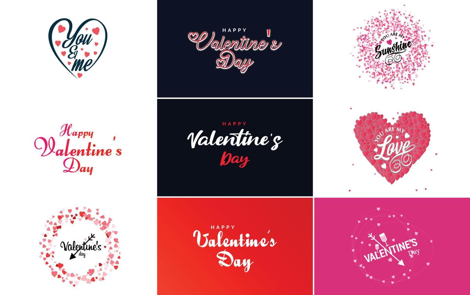 Happy Valentine's Day typography design with a heart-shaped balloon and a gradient color scheme vector