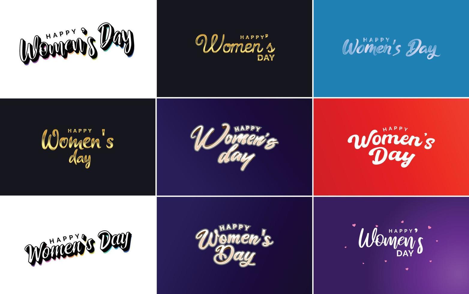 March 8 typographic design set with Happy Women's Day text vector