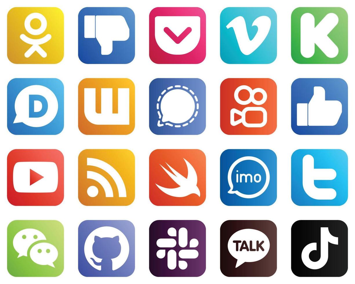 All in One Social Media Icon Set 20 icons such as video. facebook. disqus and like icons. High quality and modern vector