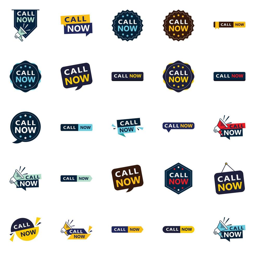 25 Professional Typographic Designs for a polished call to action campaign Call Now vector