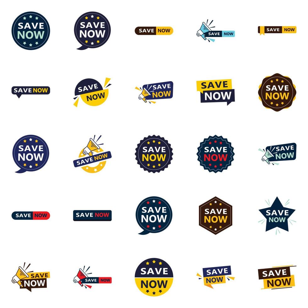 25 diseños tipográficos de alta calidad para una campaña de ahorro premium ahorra ahora vector