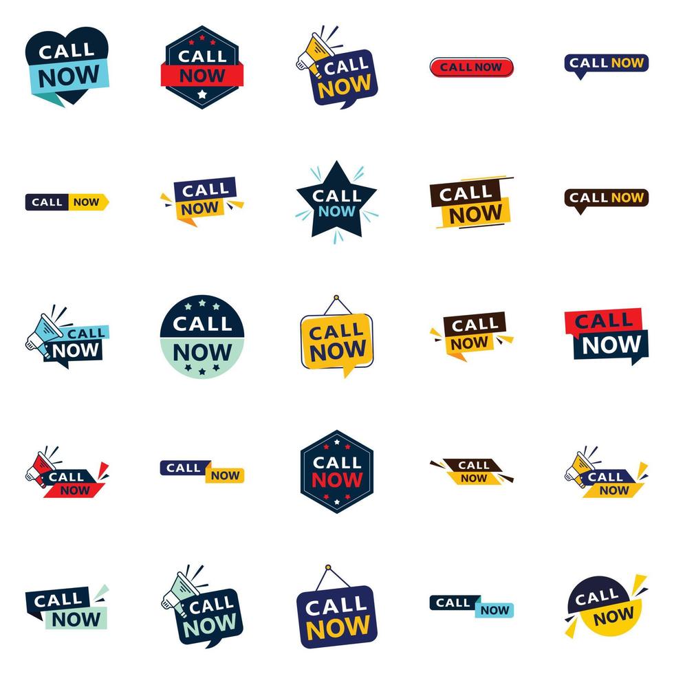 25 Professional Typographic Designs for a polished call to action campaign Call Now vector