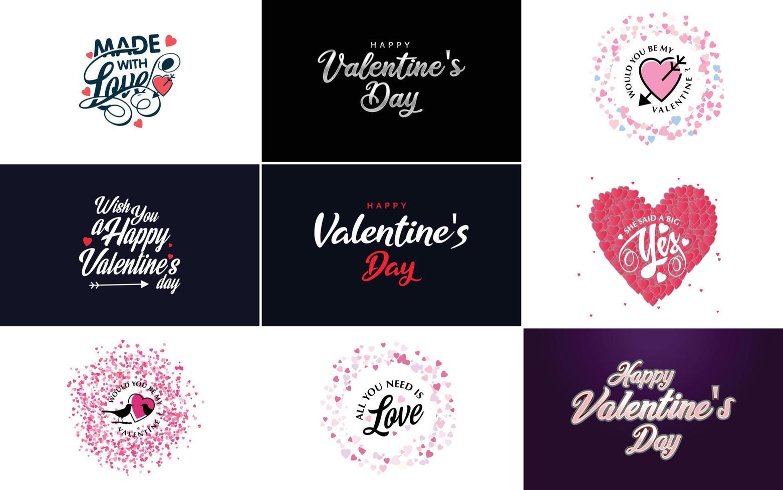 Happy Valentine's Day typography poster with handwritten calligraphy text. isolated on white background vector illustration