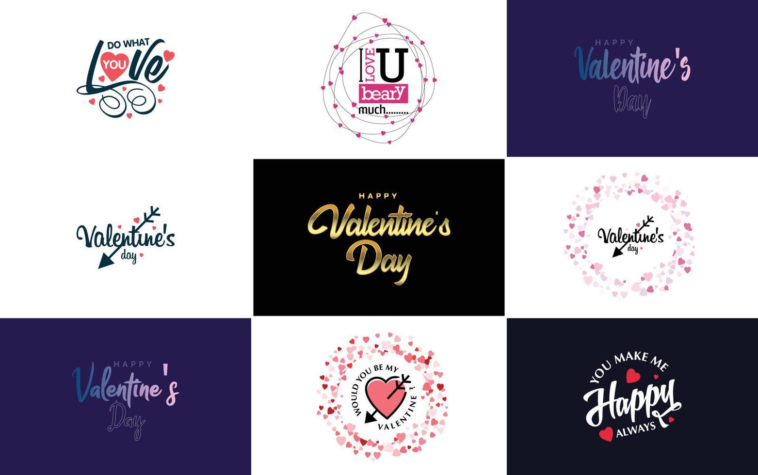 Happy Valentine's Day typography poster with handwritten calligraphy text. isolated on white background vector illustration