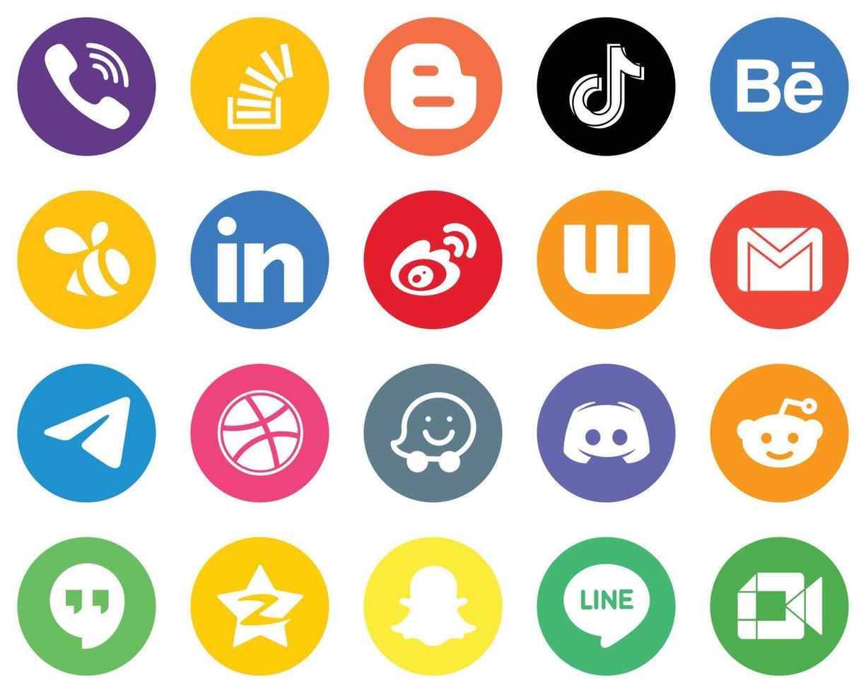 Flat Circle White Icon Collection professional. swarm. blog. behance and china 20 High-quality Icons vector