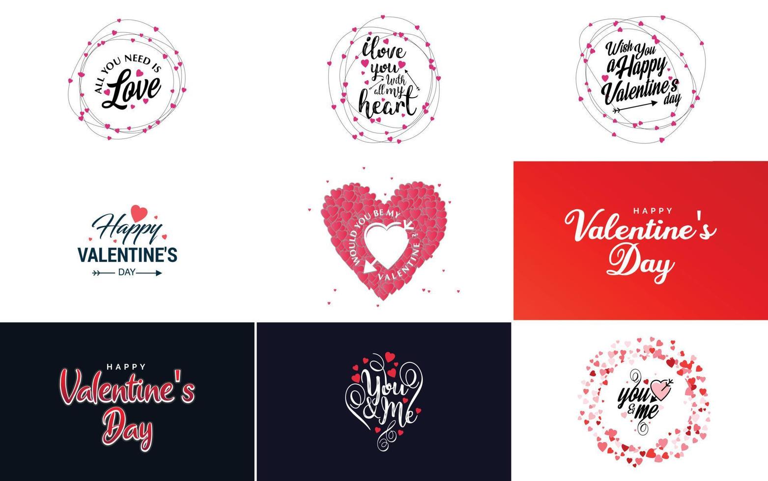 Happy Valentine's Day greeting card template with a romantic theme and a red and pink color scheme vector