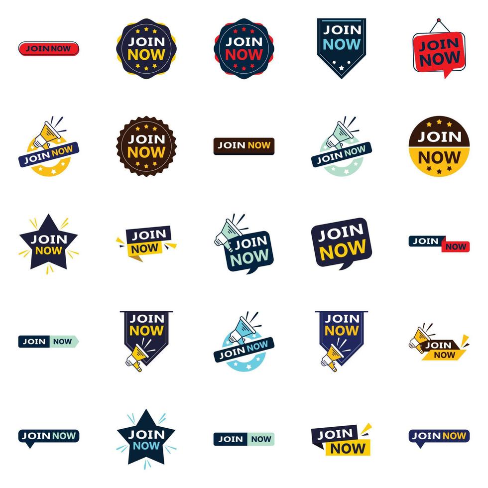 25 banners tipográficos innovadores para una promoción de membresía contemporánea vector