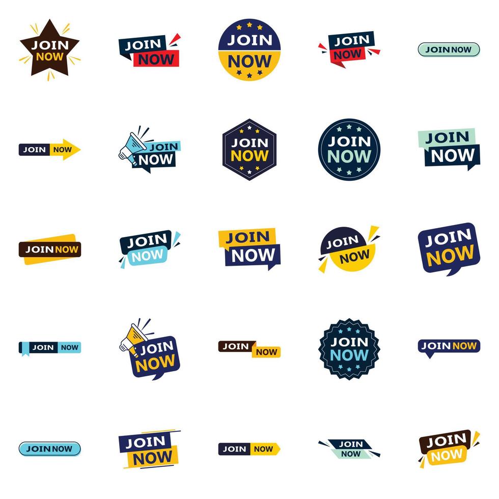 Join Now 25 Fresh Typographic Elements for a modern membership promotion vector