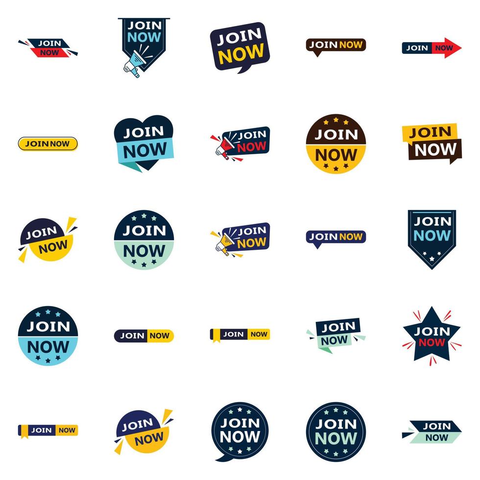 25 Versatile Typographic Banners for promoting joining across platforms vector