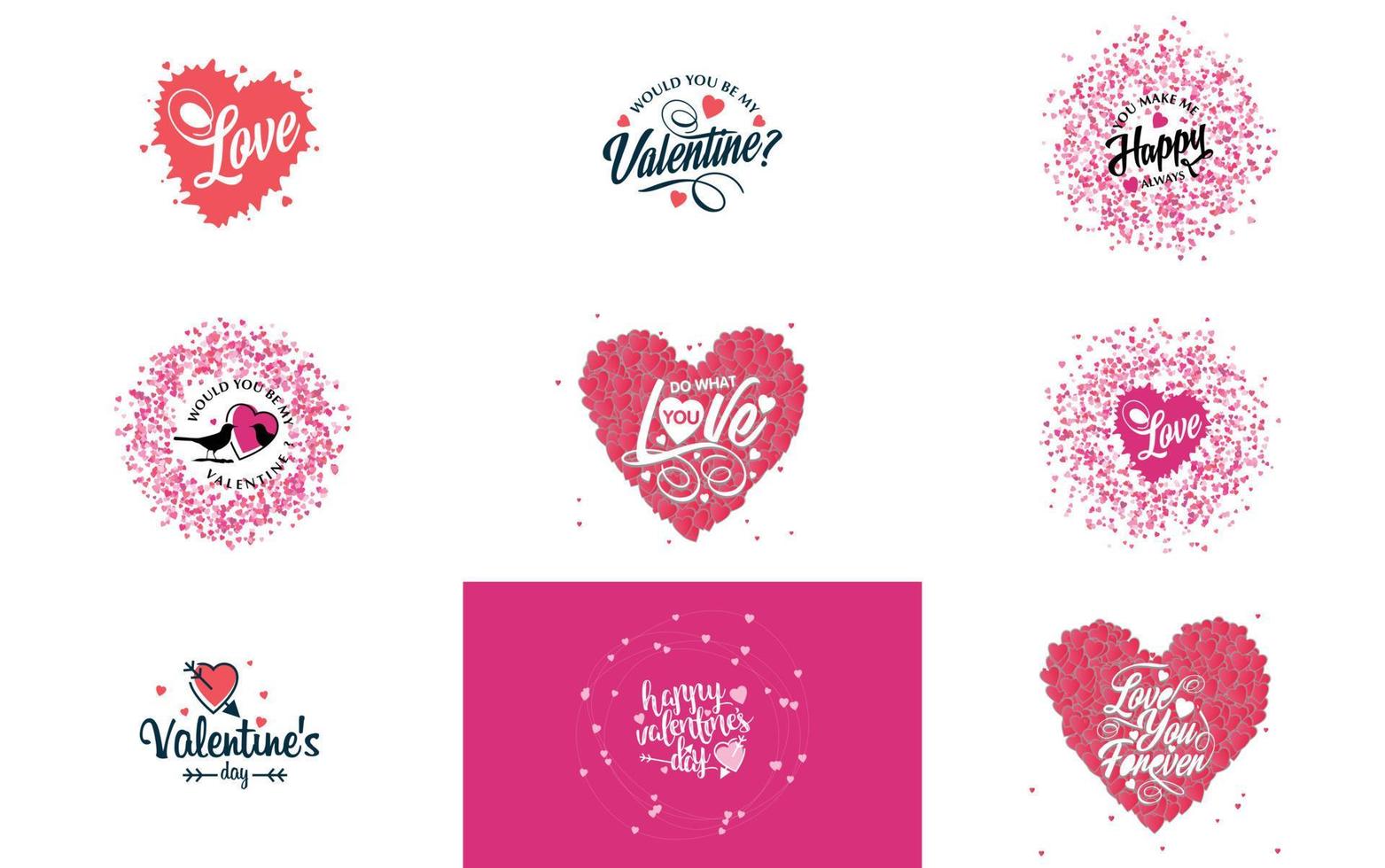 Happy Valentine's Day banner template with a romantic theme and a pink and red color scheme vector