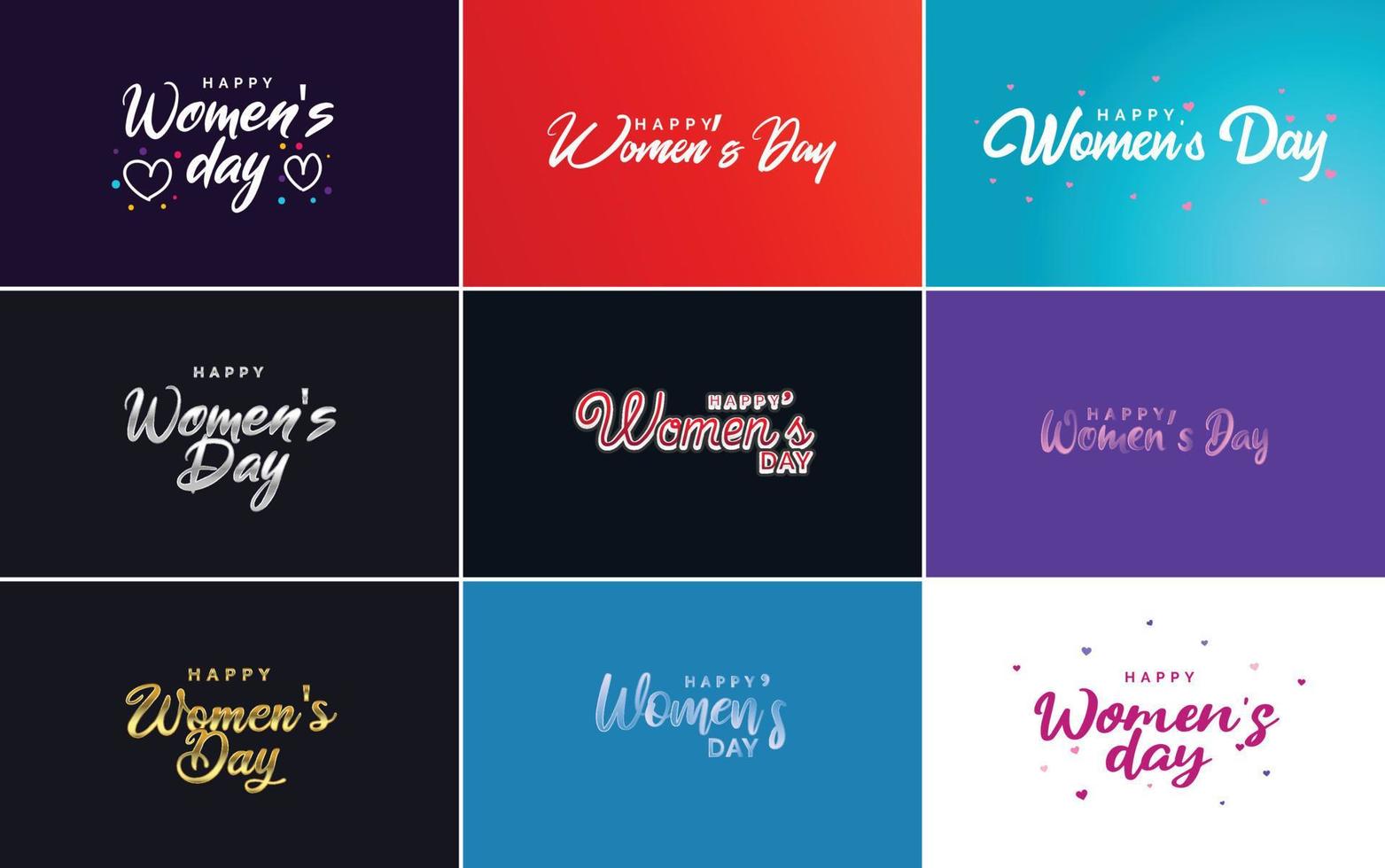 March 8 typographic design set with Happy Women's Day text vector