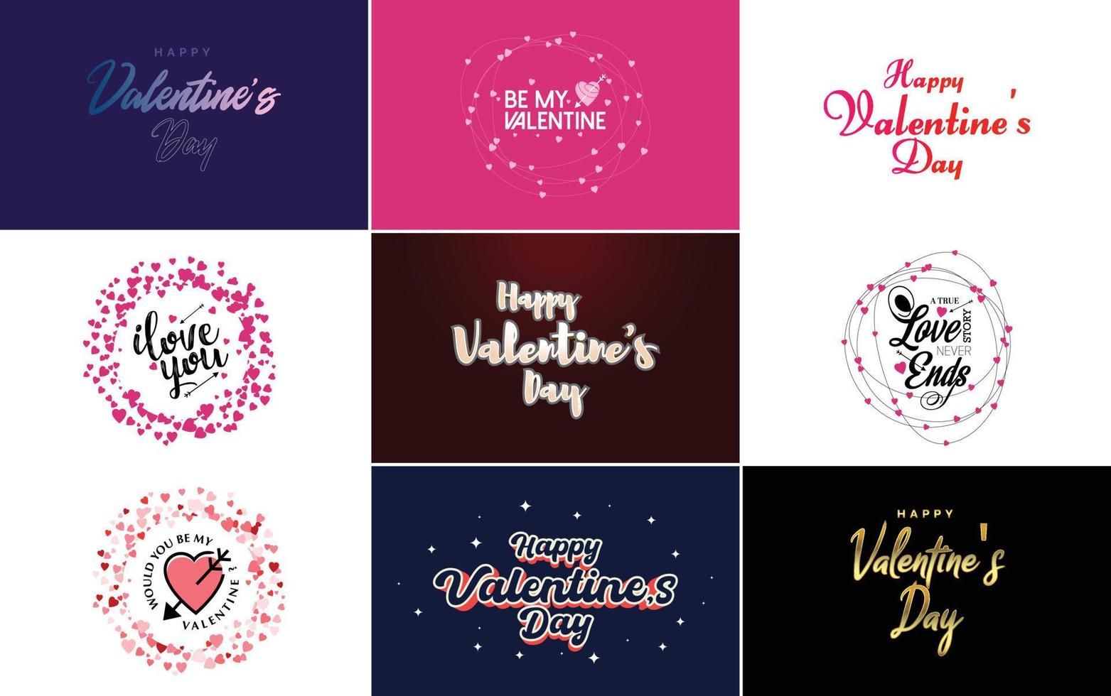 Happy Valentine's Day typography poster with handwritten calligraphy text. isolated on white background vector