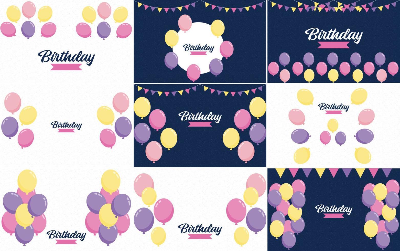 Elegant golden. blue. silver. and white balloon and cloth bunting party popper ribbonHappy Birthday celebration card banner template vector