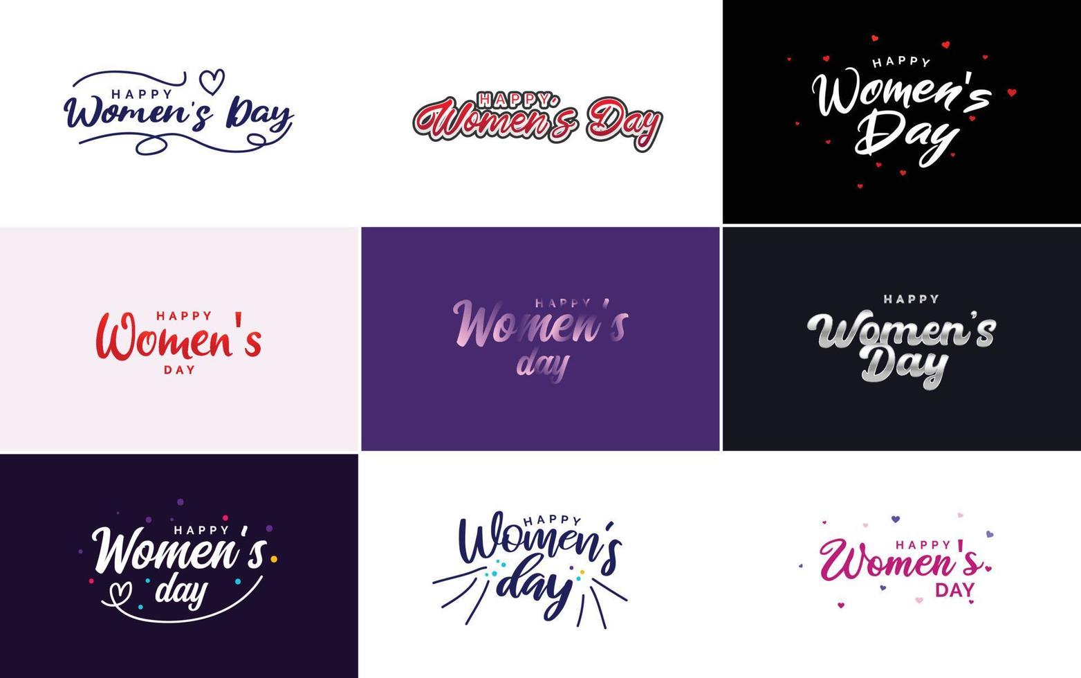 Set of cards with International Women's Day logo and a bright. colorful design vector