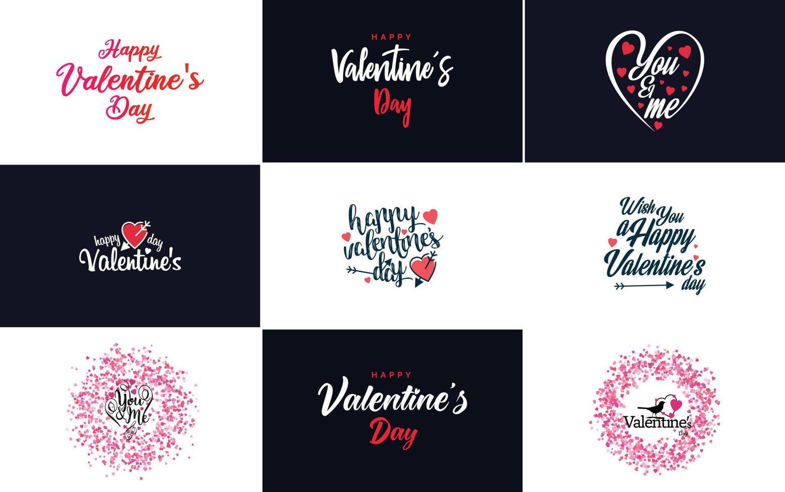 Happy Valentine's Day greeting card template with a romantic theme and a red and pink color scheme vector