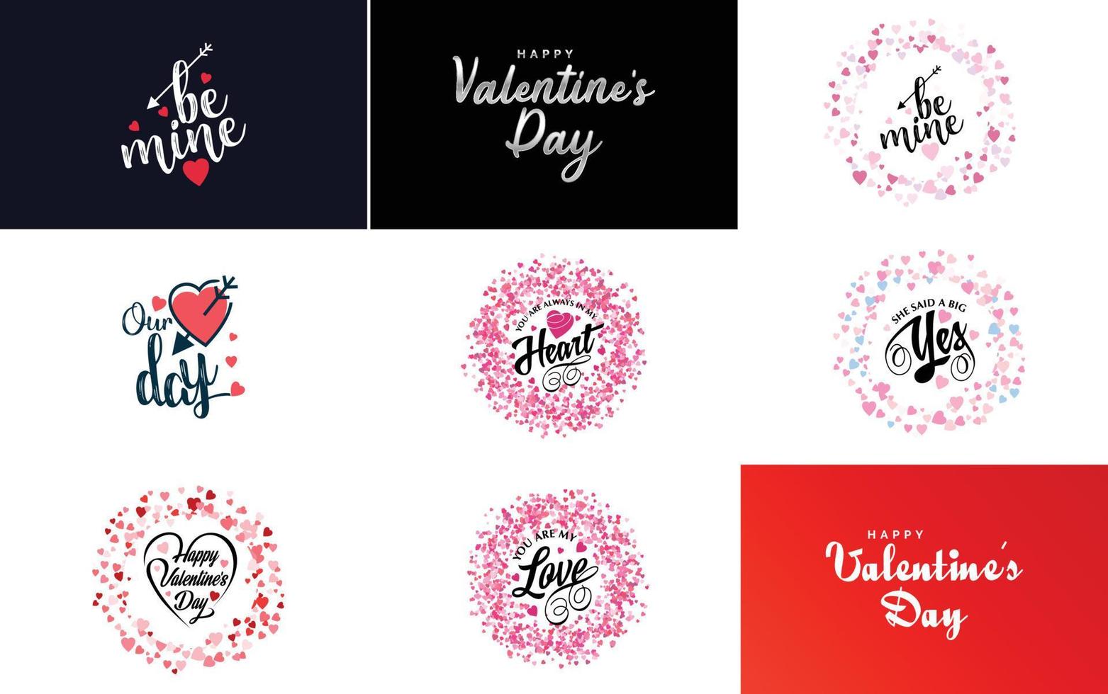 Happy Valentine's Day typography poster with handwritten calligraphy text. isolated on white background vector illustration