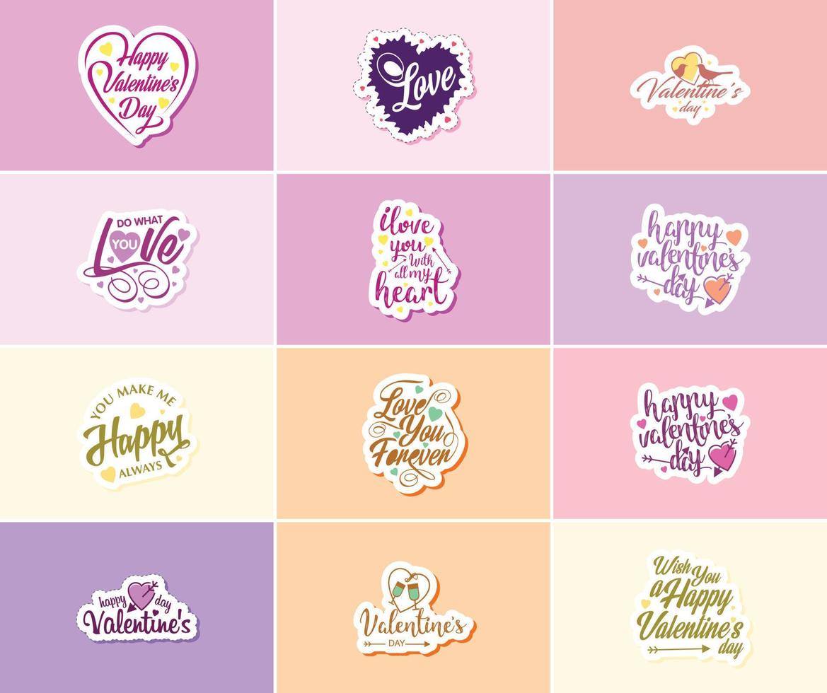 Celebrating the Power of Love on Valentine's Day with Beautiful Design Stickers vector