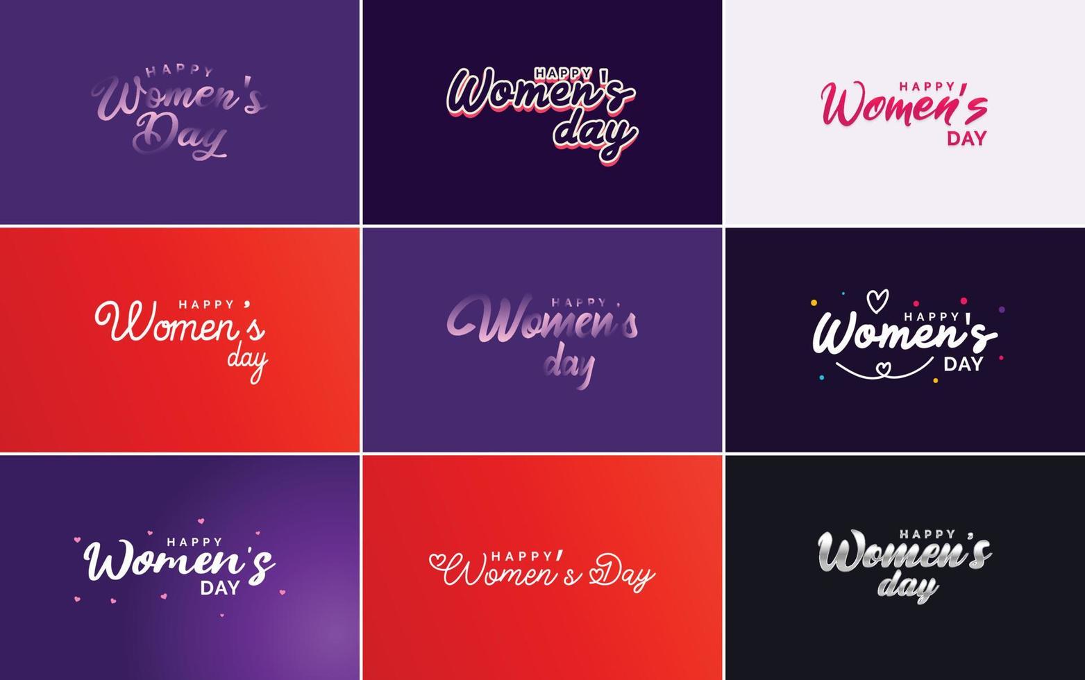 Set of cards with International Women's Day logo and a bright. colorful design vector