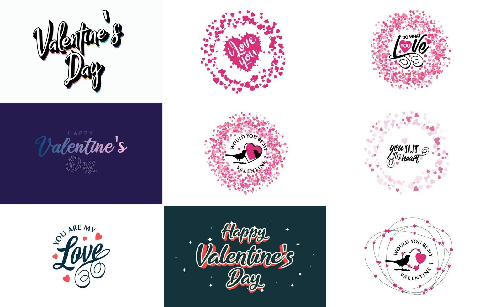 Happy Valentine's Day greeting card template with a floral theme and a red and pink color scheme vector