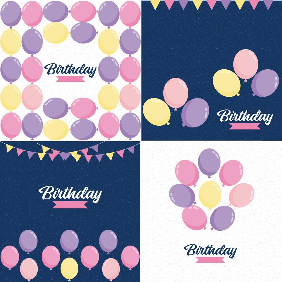 ColorfulHappy Birthday announcement poster. flyer. and greeting card in a flat style vector illustration