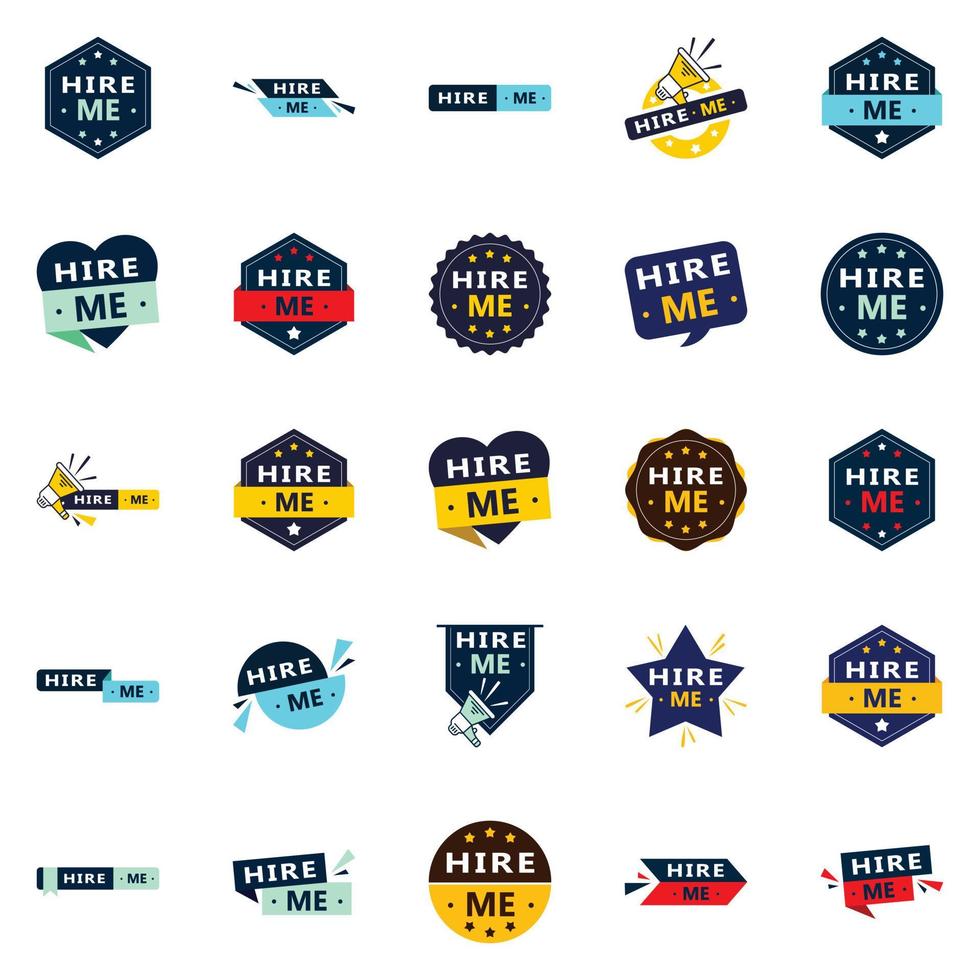 Make a Great First Impression with Our Pack of 25 Hire Me Banners vector