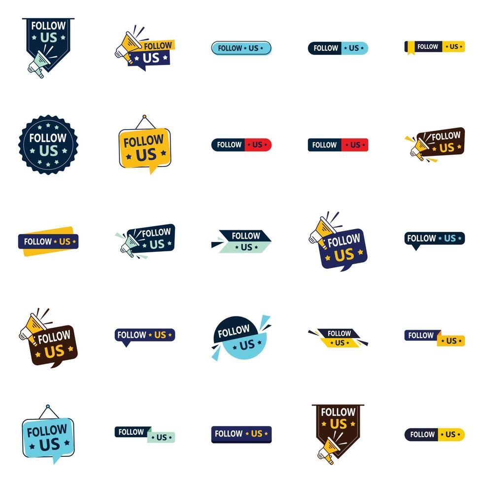 20 Eye-catching Follow Us Graphic Elements for Instagram and Pinterest vector