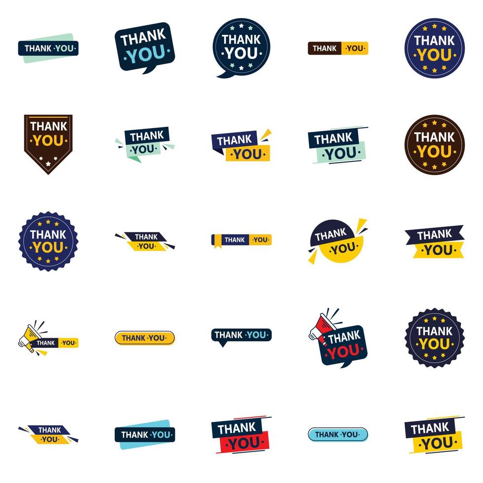 25 Versatile Vector Icons for a flexible and adaptable thank you message