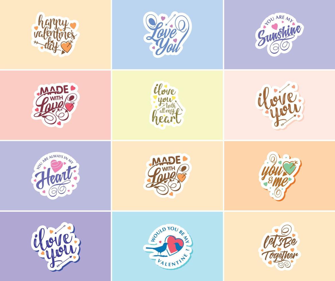 Flowers. Love. and Graphic Stickers for Valentine's Day vector