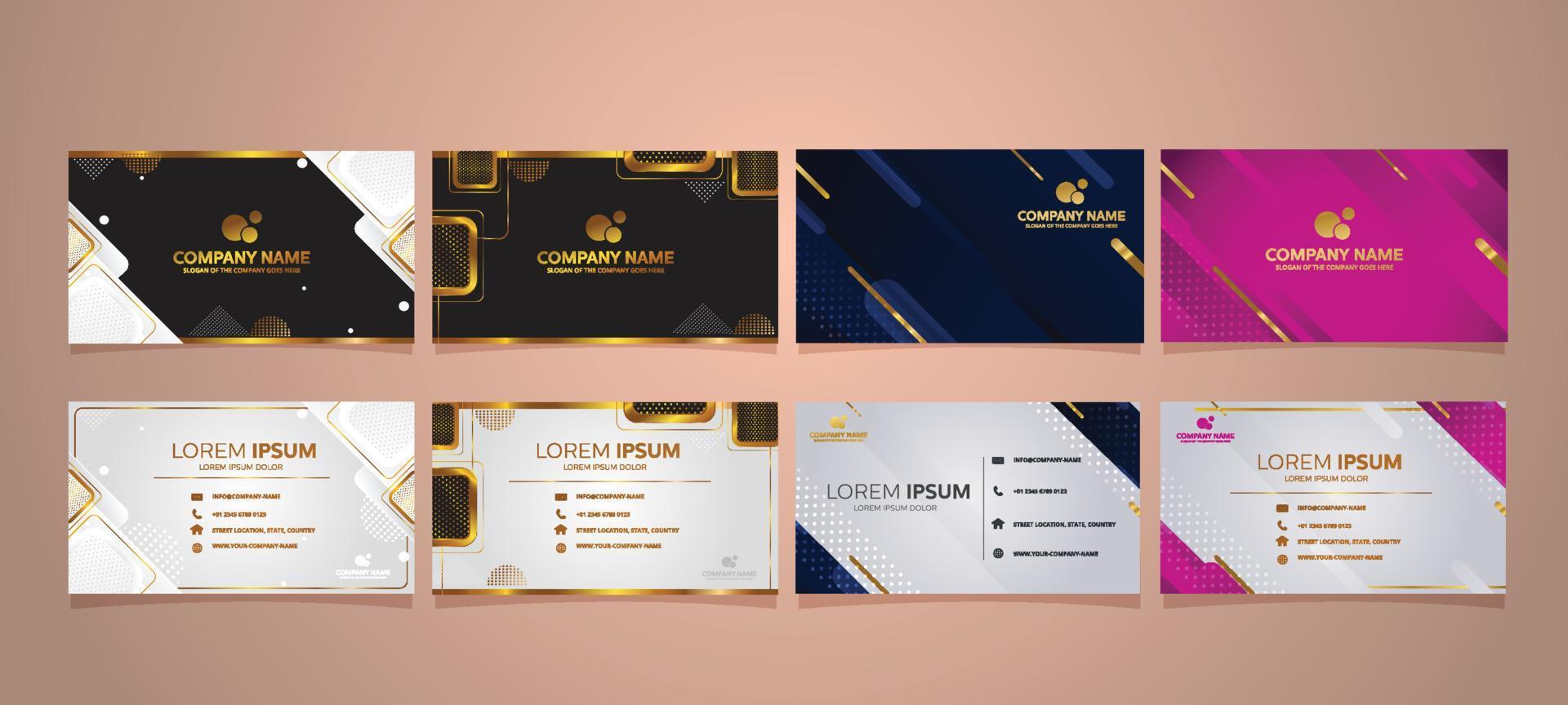 Business Card Template with Black and Gold Color 18709439 Vector Art at
