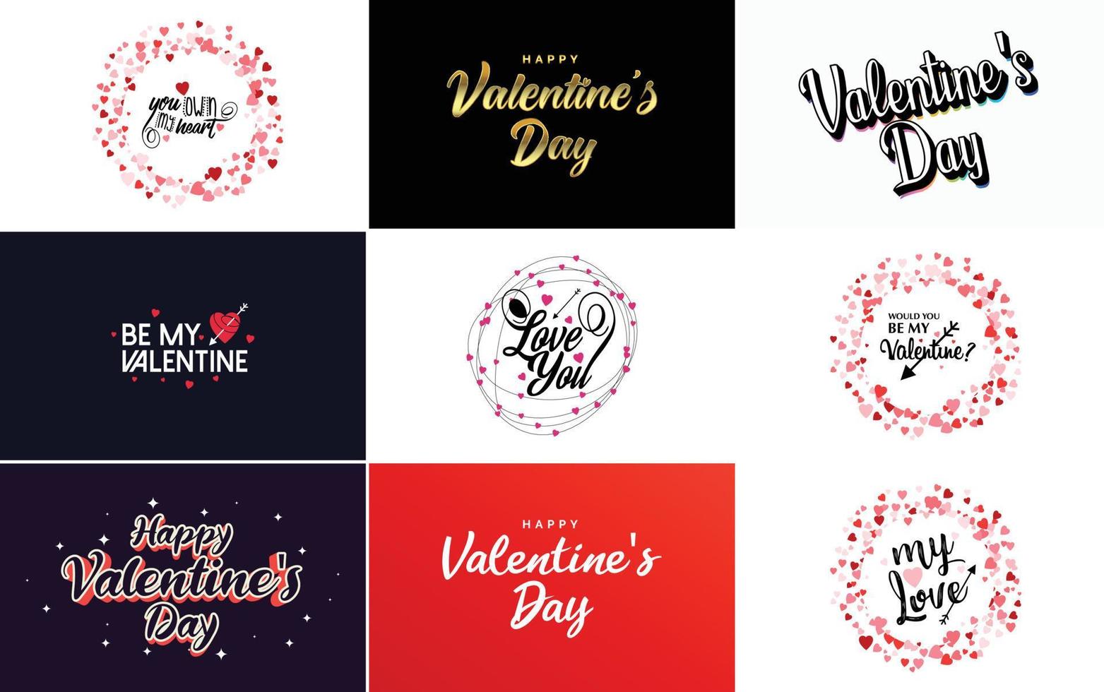 Happy Valentine's Day greeting card template with a floral theme and a pink color scheme vector