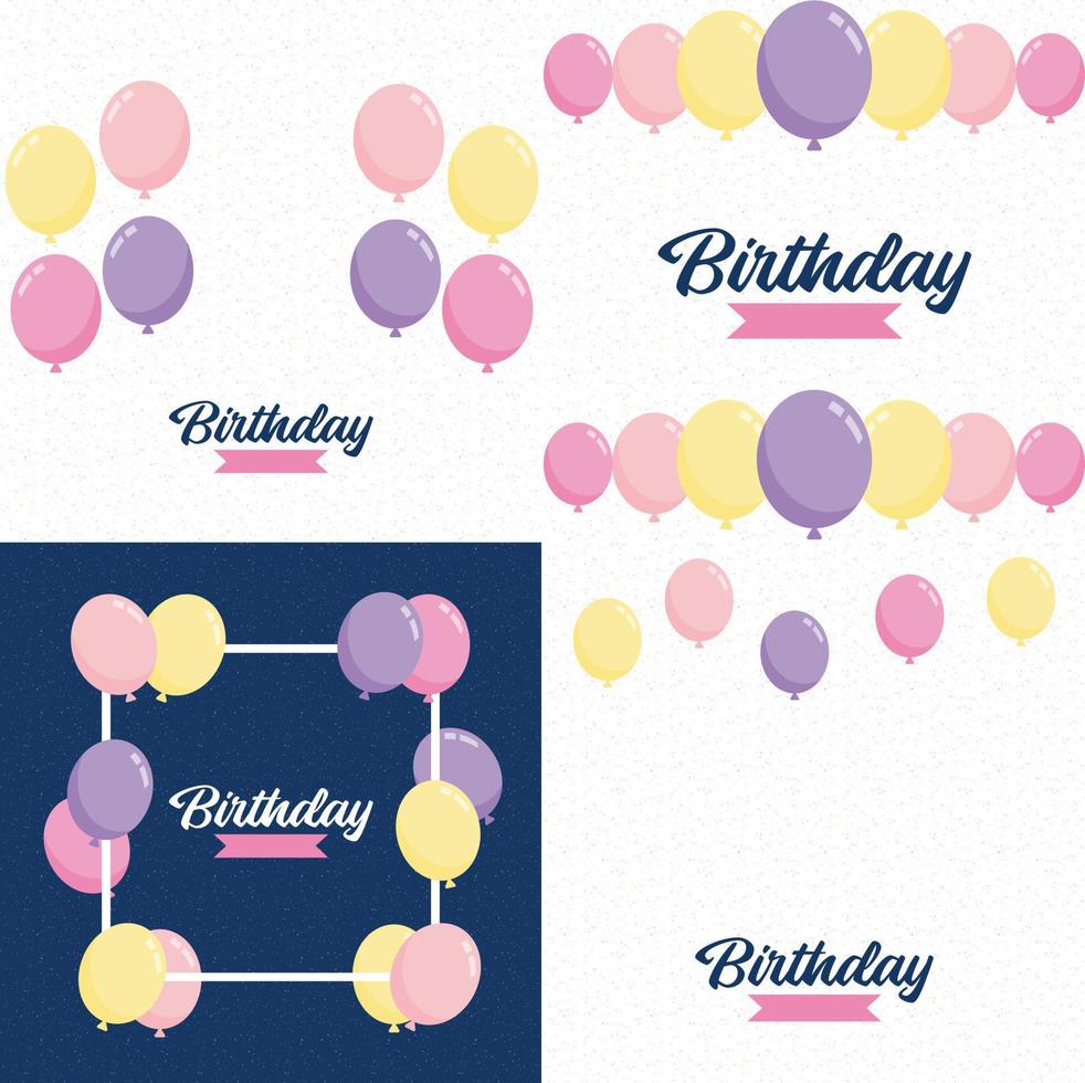 Birthday text and balloons with a shiny finish vector