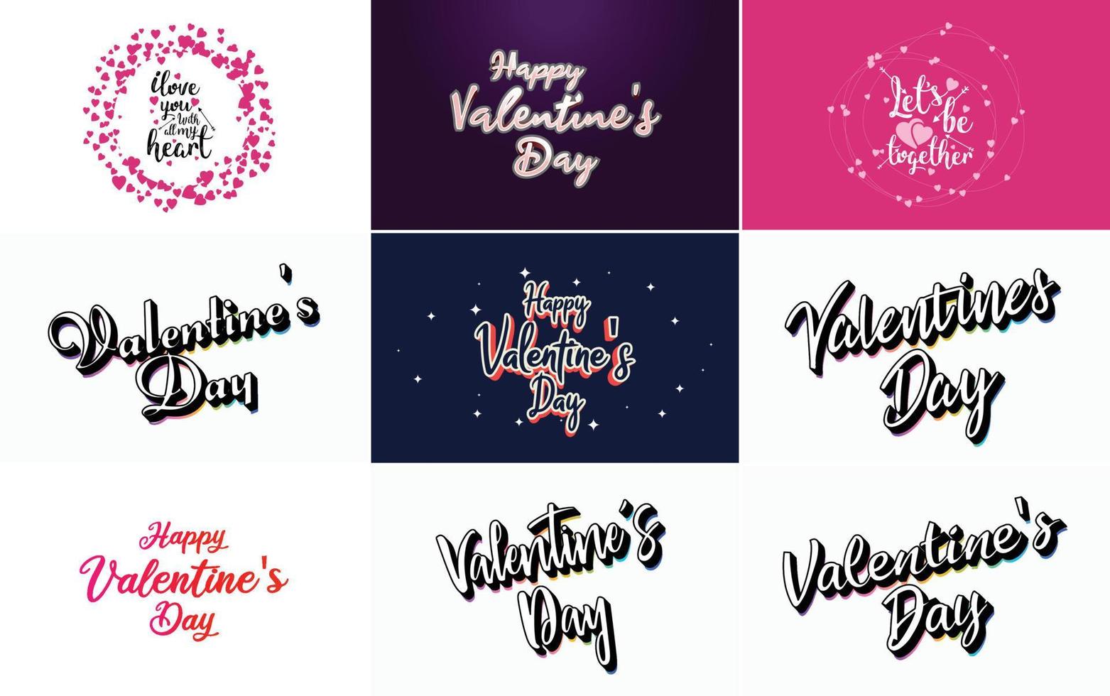 Hand-drawn black lettering Valentine's Day and pink hearts on white background vector illustration suitable for use in design of cards. banners. logos. flyers. labels. icons. badges. and stickers