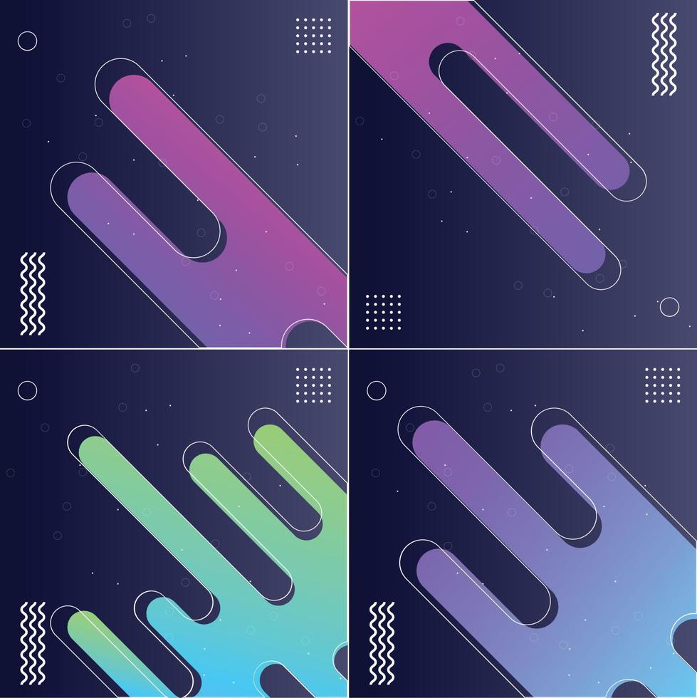 Pack of 4 Minimalistic Fluid Dynamic Shapes with Abstract Geometric Gradients vector